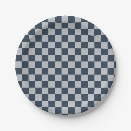 Black ice checkered board pattern ペーパープレート (正面)