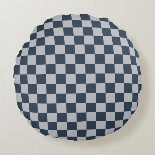 Black ice checkered board pattern ラウンドクッション (正面)