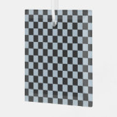 Black ice checkered pattern ガラスオーナメント (正面左)
