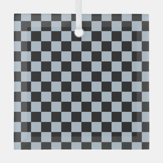 Black ice checkered pattern ガラスオーナメント (正面)