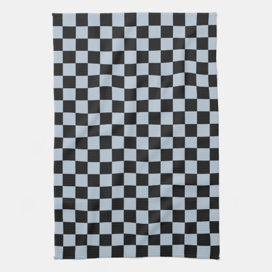 Black ice checkered pattern キッチンタオル (縦)