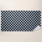 Black ice checkered pattern ビーチタオル (正面)