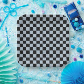 Black ice checkered pattern ペーパープレート (パーティー)