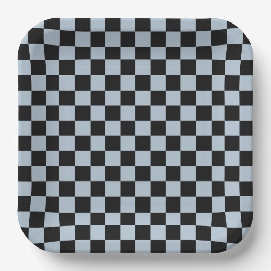 Black ice checkered pattern ペーパープレート (正面)