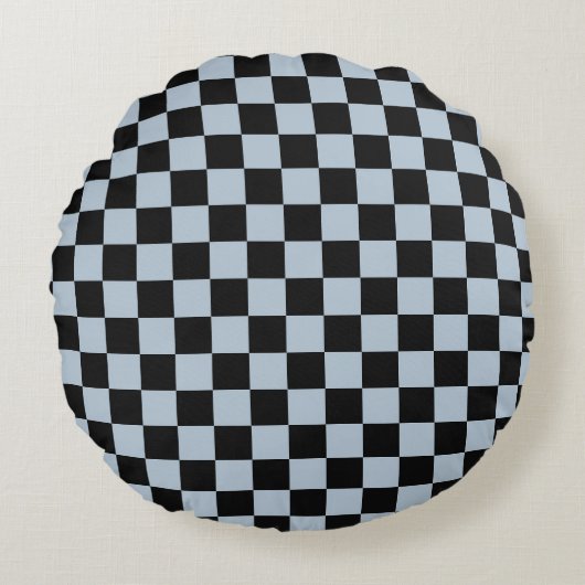 Black ice checkered pattern ラウンドクッション (正面)