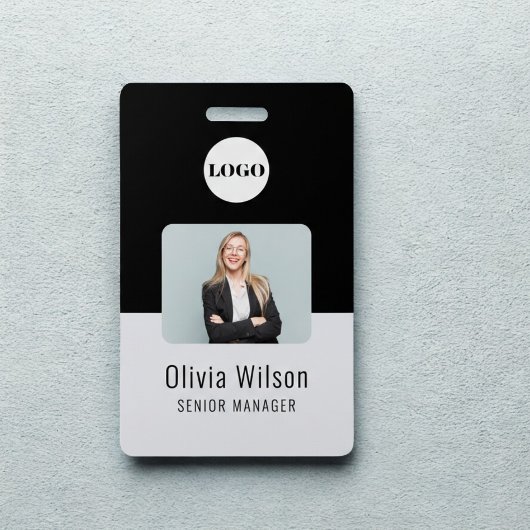 Black ID Card | ビジネス ロゴ 従業員 写真 バッジ