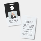 Black ID Card | ビジネス ロゴ 従業員 写真 バッジ (正面&裏面)