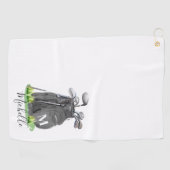 Black Initial Name Monogram ゴルフタオル (横)