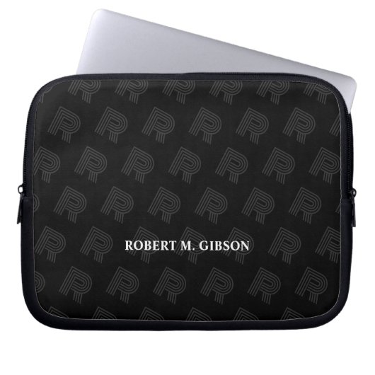 Black Initial pattern Laptop Case for Anyone ラップトップスリーブ (正面)