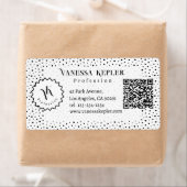 Black ink Polka dot Monogram Minimalist Modern. ラベル (インサイチュ)