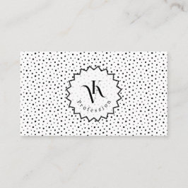 Black ink Polka dot Monogram Minimalist Modern. 名刺