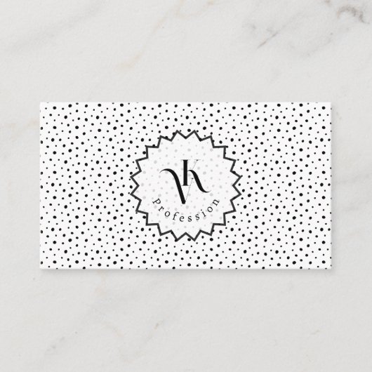 Black ink Polka dot Monogram Minimalist Modern. 名刺 (正面)