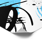 Black Ink Splashes on a Blue & White Background ポスター (角)