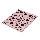 Black Ink Spots Pink Polka Pattern タイル (側面)