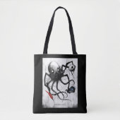 Black Inky Bones Press Octopus Tote トートバッグ (正面)