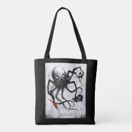 Black Inky Bones Press Octopus Tote トートバッグ