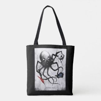Black Inky Bones Press Octopus Tote トートバッグ