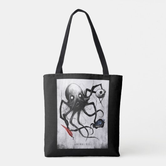 Black Inky Bones Press Octopus Tote トートバッグ (裏面)