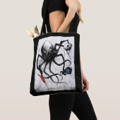 Black Inky Bones Press Octopus Tote トートバッグ (クローズアップ)