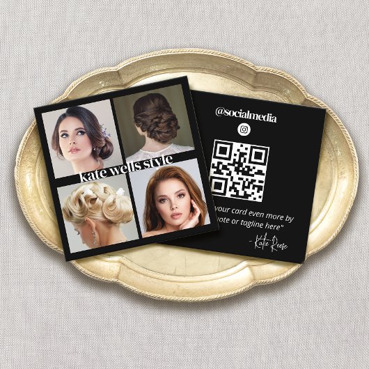 Black Instagram Photo Social Media Networking スクエア名刺