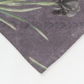Black Iris on an antique tapestry フリースブランケット (角)