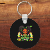 Black Irish Afro Black Girl African American St Pa キーホルダー (正面)
