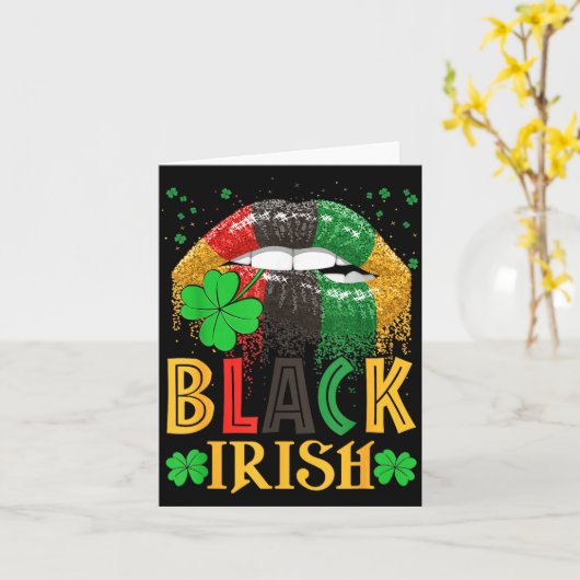 Black Irish Dripng Lips African American St Patric カード (黄色い花)