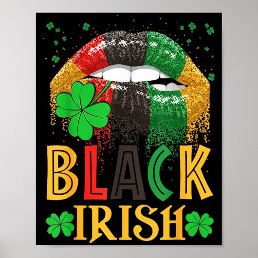 Black Irish Dripng Lips African American St Patric ポスター (正面)