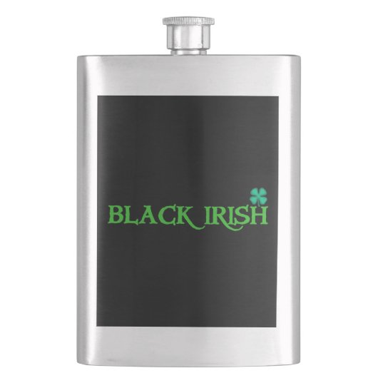 Black Irish w clover stainless steel flask フラスク (正面)