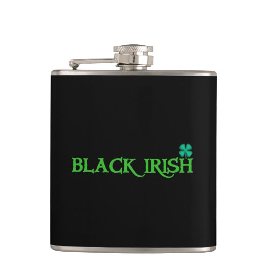 Black Irish w clover wrapped flask フラスク (正面)