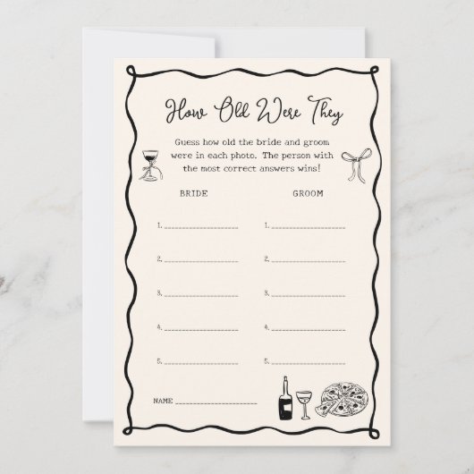 Black Italian Bridal Shower Age Guessing Game Card 招待状 (正面)