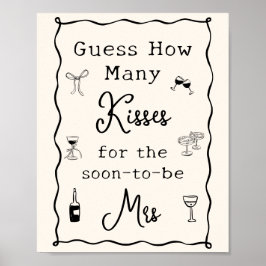 Black Italian Bridal Shower Guess How Many Kisses ポスター