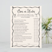 Black Italian Bridal Shower Over and Under Game 招待状 (スタンド正面)