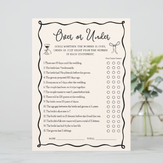 Black Italian Bridal Shower Over and Under Game 招待状 (スタンド正面)