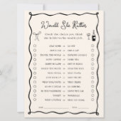 Black Italian Bridal Shower Would She Rather Game 招待状 (正面)