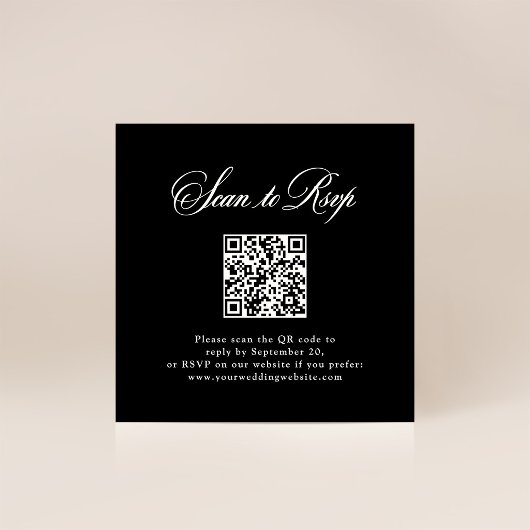 Black Italian Elegance | RSVP with QR Code エンクロージャーカード