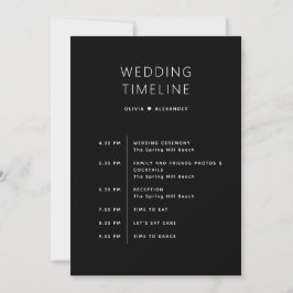 Black Itinerary & Timeline | Minimalist Wedding 招待状