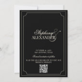 Black & Ivory Checkered Old Money QR Code Wedding セーブザデート (裏面)