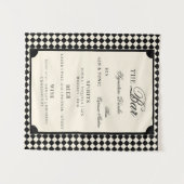 Black Ivory Checks Old Money Wedding Bar Menu Sign タペストリー (正面(横))