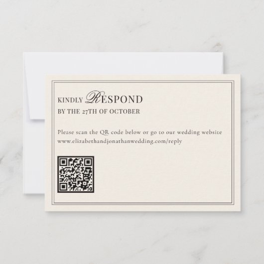 Black Ivory Classic Old Money QR Code Wedding RSVP (裏面)