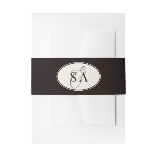 Black Ivory Classic Oval Old Money Wedding  招待状ベリーバンド (正面例)