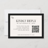 Black ivory modern old money wedding website QR 出欠カード (正面)