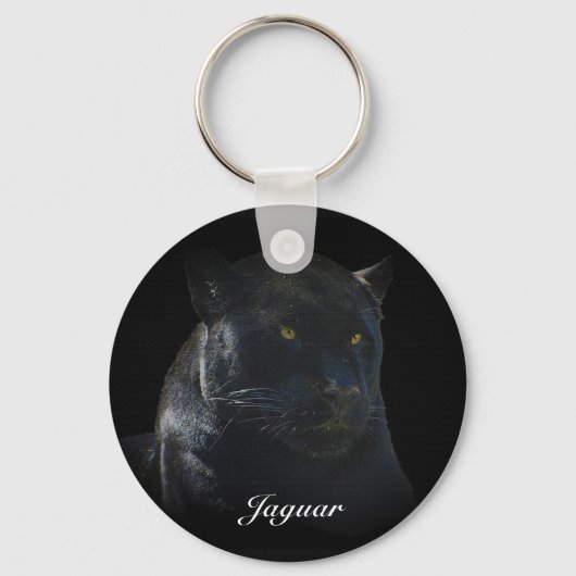 Black Jaguar Wild Cat Animal-Lover Keychain キーホルダー (正面)