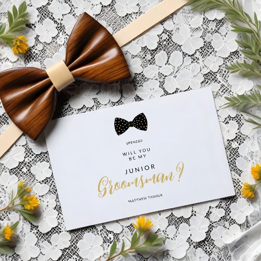 Black Jr Groomsman Vintage Bow Wedding Proposal ポストカード