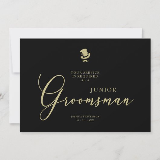 Black Junior Groomsman Chic Wedding Proposal (正面)