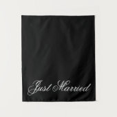 Black Just Married Fabric Car Wedding Banner Sign タペストリー (正面)