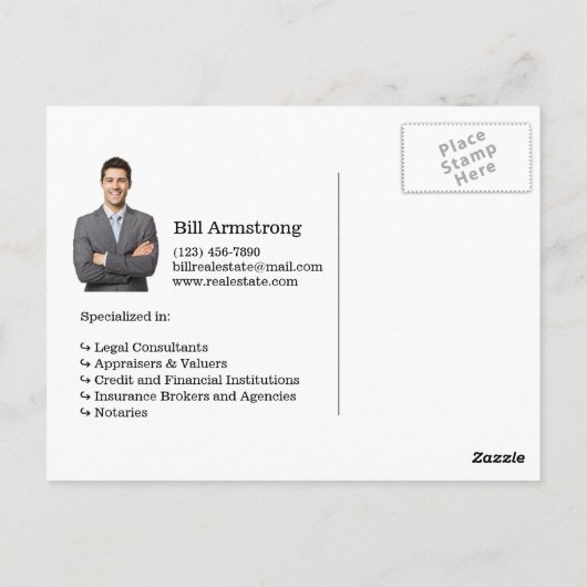 Black Just Soldお洒落文字はっきりした実在の不動産広告 ポストカード (裏面)