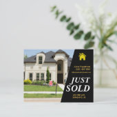 Black Just Soldお洒落文字はっきりした実在の不動産広告 ポストカード (スタンド正面)