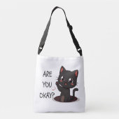 Black Kawaii Cat Tote Bag – Cute Kawaii Cat Lover  クロスボディバッグ (裏面)
