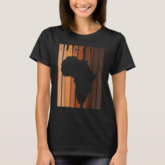 Black King Black History Month Melanin Afro Frican Tシャツ (正面)